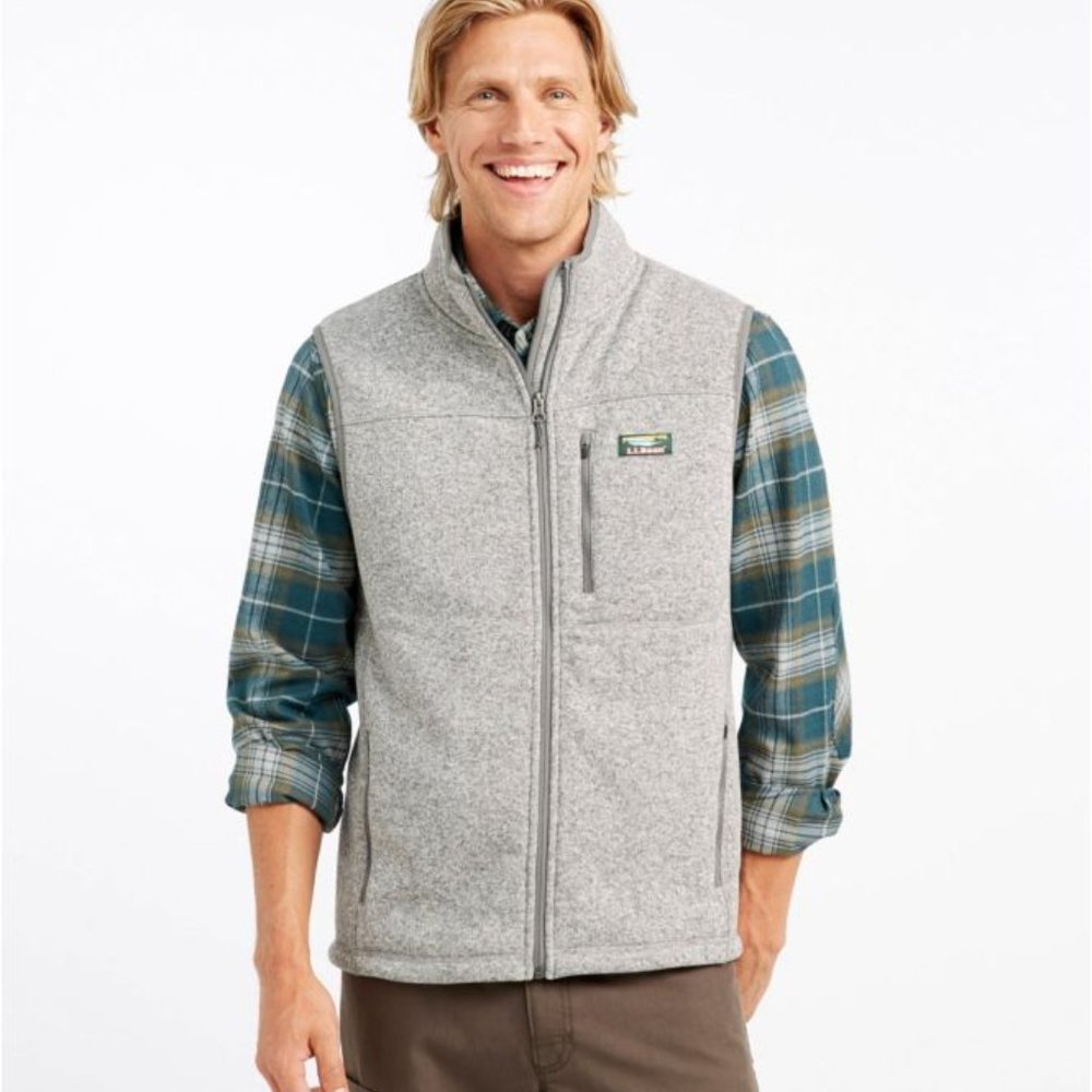 LL Bean Men's 2XL Full Zip Sweater Heather Gray Vest